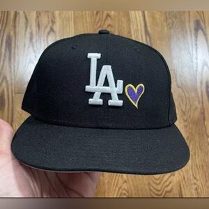 New Era 59fifty Hat Club Los Angeles Dodgers Fitted Cap Hat Black Heart 7 3/4